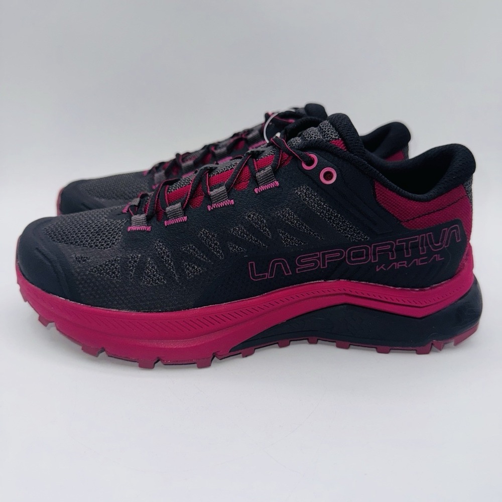 La Sportiva Karacal Trail Running Sneakers Women's Size 7 Black Pink Ortholite - Picture 10 of 16